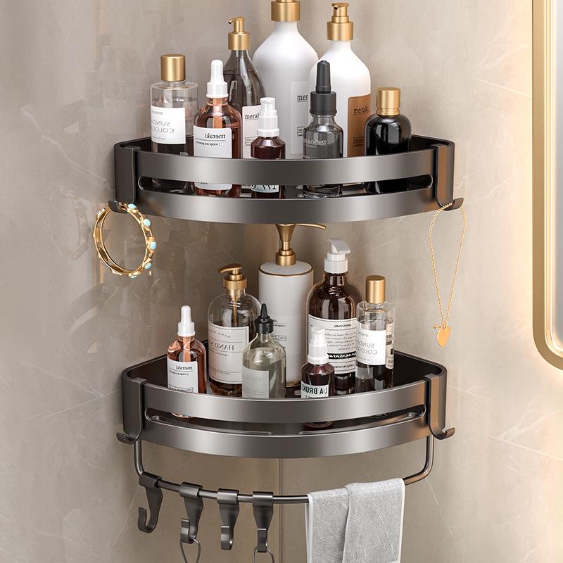 Stanzfreies Eckduschregal - Wandmontierter dreieckiger Badezimmer-Aufbewahrungskorb