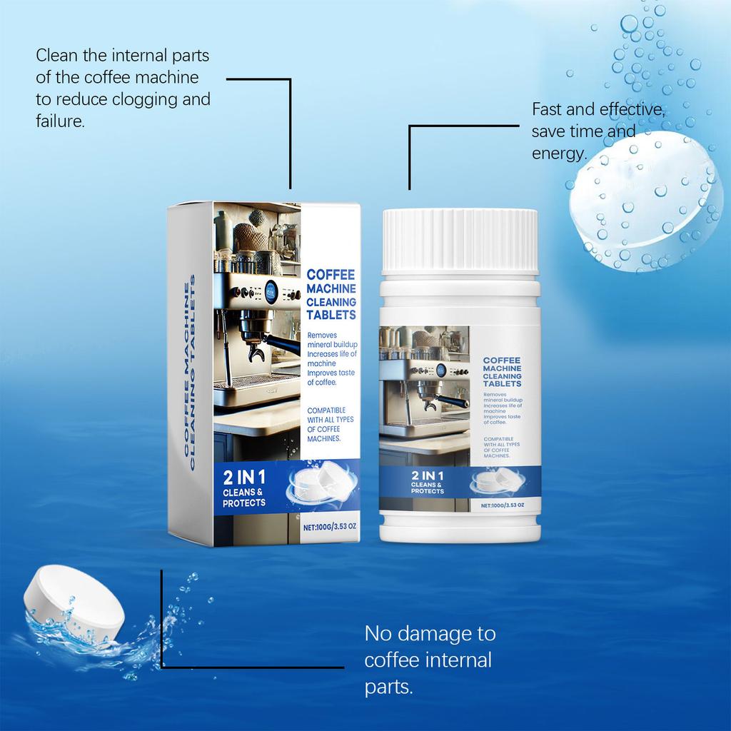 Coffee Machine Cleaning Tablets High Efficiency Espresso Maker Cleaner Safe Effervescent Tablet for Home and Office