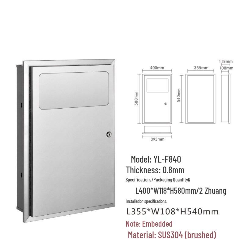 Built-in Stainless Steel 2-in-1 Bathroom Hand Dryer & Recessed Trash Bin