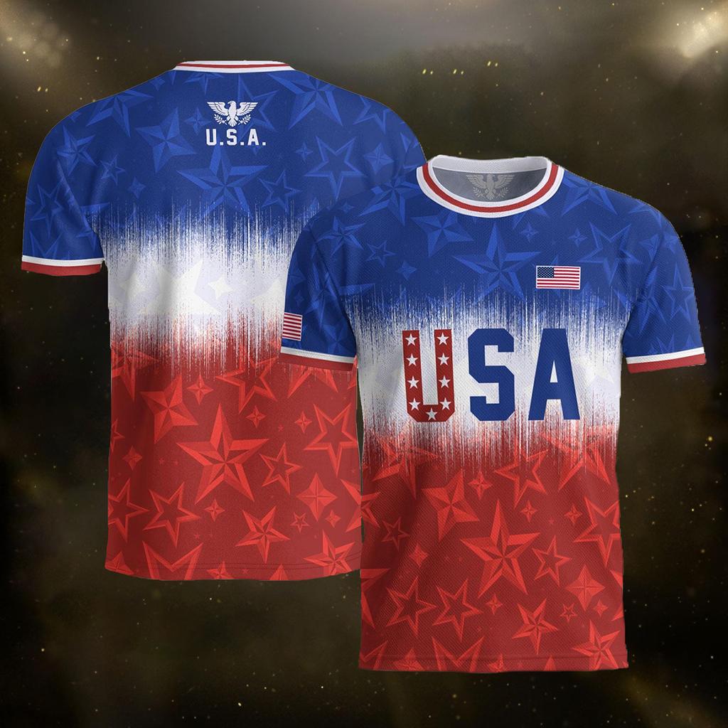 Men's USA Football Graphic Jersey Short Sleeve Crew Neck T Shirt Athletic Fit Lightweight Soccer Top for Outdoor Sports and Casual Wear