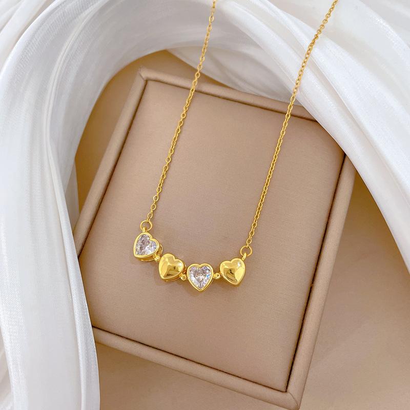 Cubic Zirconia Flower Pendant Necklace for Women 2025 New Fashion Stainless steel Jewelry Wedding Party Accessories