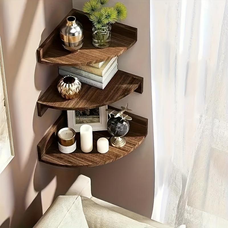 1PC Succulent Plant Shelf for Living Room Triangle Shaped Decorative Fan-shaped Storage Shelf Wooden Storage Rack 39x28cm