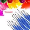10pcs/set Crafts Artist Tool Drawing Oil Painting Brushes Watercolor Nylon Hair Hook Line Pen