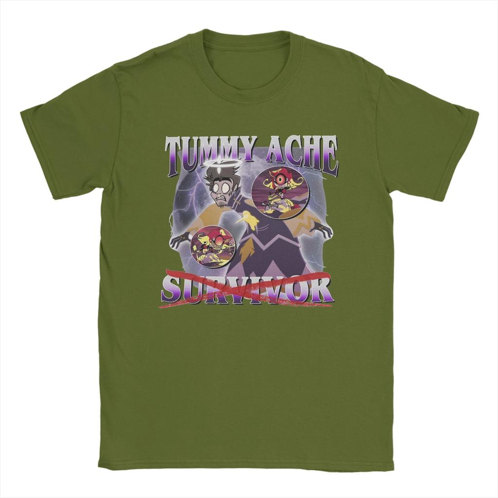 Adam Hazbins Hotels Tummy Ache Survivor Men's T Shirts Casual Tees Short Sleeve Crew Neck T-Shirt 100% Cotton Gift Idea Clothes