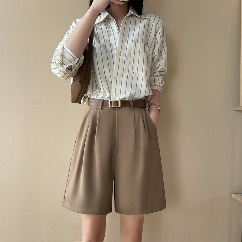 

2025 Women s High Waist Wide-Leg Mid-Length Casual Summer Shorts L (recommended 53-58 kg)