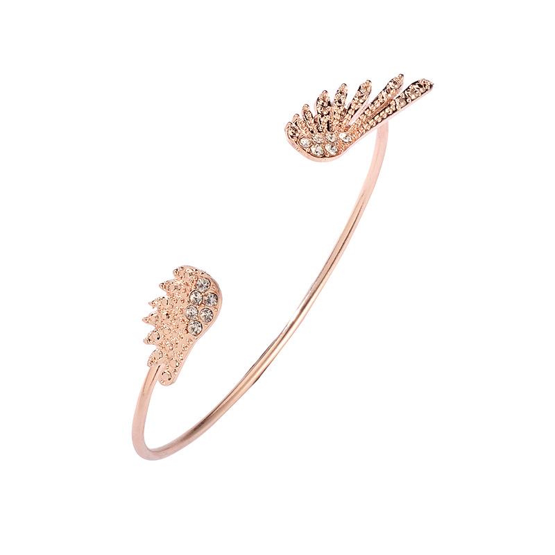 Creative Fashion Charm Angel Wings Zircon Bangles for Women Exquisite Wedding Bride Party Cuff Bracelet Jewelry Accessory Gift