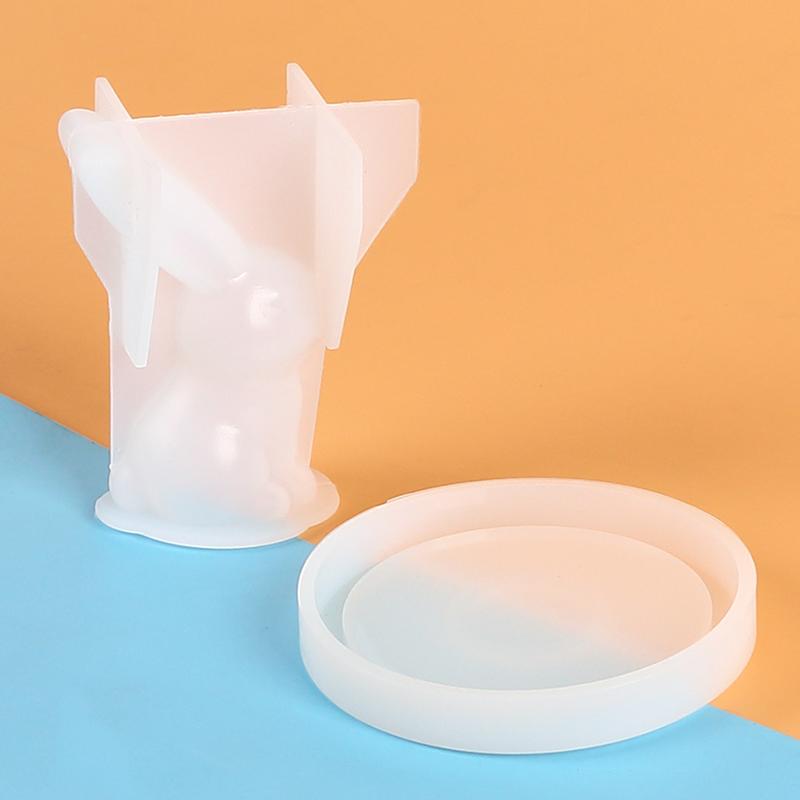 2Pcs 3D Bunny Ring Holder Silicone Epoxy Resin Molds Rabbit Jewelry Storage Display DIY Art Craft Ornament Casting Home Decor