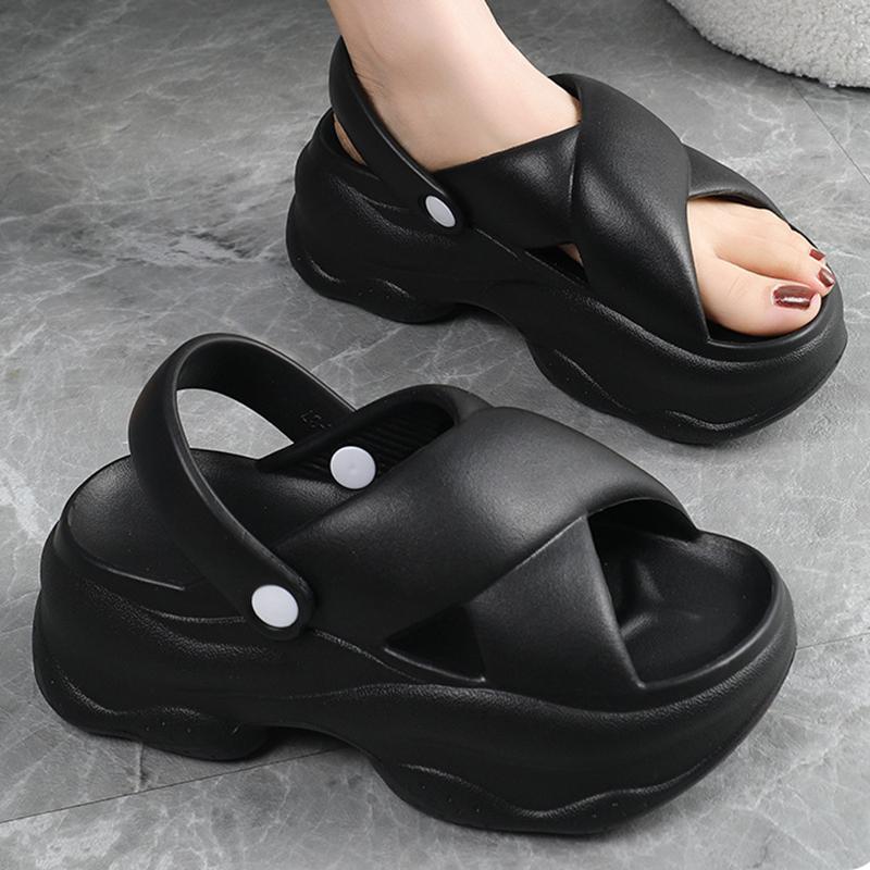 Fashion Rimocy Eva Solid Thick Platform Women's Sandals Summer Soft Comfortable Fashion Beach Sandels 2025 New Non Slip Wedges Slippers