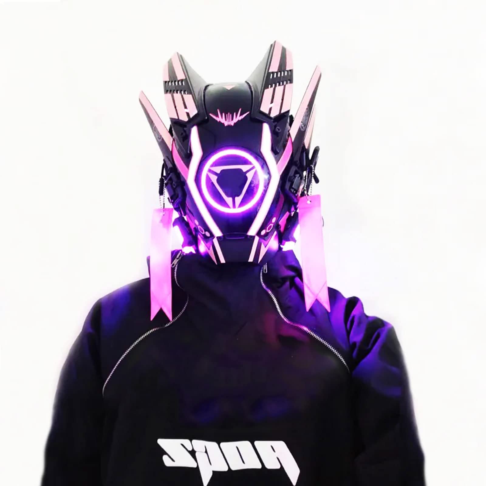 Jaupto Punk Mask Cyber Helmet,led
