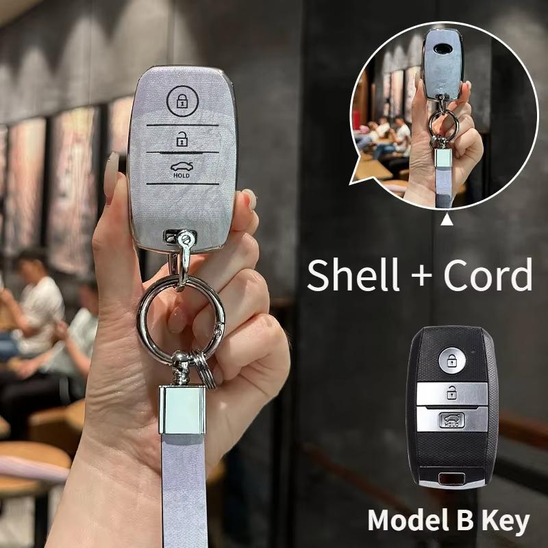 Suitable For Kia Tpu Key Cover Marble Pattern K3 Sportage R K5/K2Seltos Kx3 Car Key Full Package Protection Shell