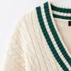 Womens Oversized V-Neck Knit Sweater With Colorblock Design Streetwear Loose Fit 2025