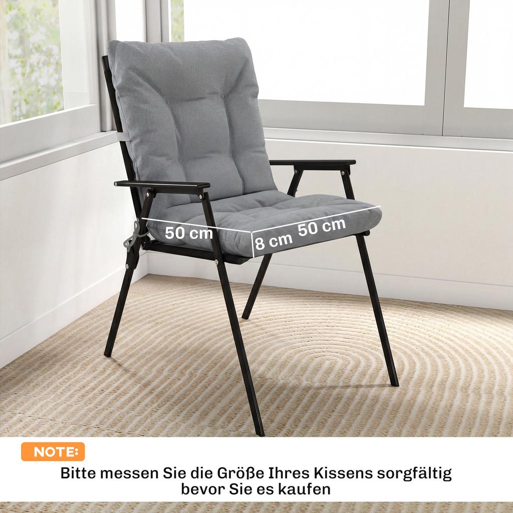 Outdoor Seat Cushion with Backrest and Ties, Water-Repellent Cushion for Indoor and Outdoor Use, Light Grey