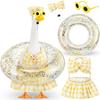 Bikini Porch Goose Outfits, Porch Goose Summer Outfits, Swimsuit with Hat Sunglasses & Swim Ring, Fit 23'' Lawn Goose Statue for Summer Outdoor Garden