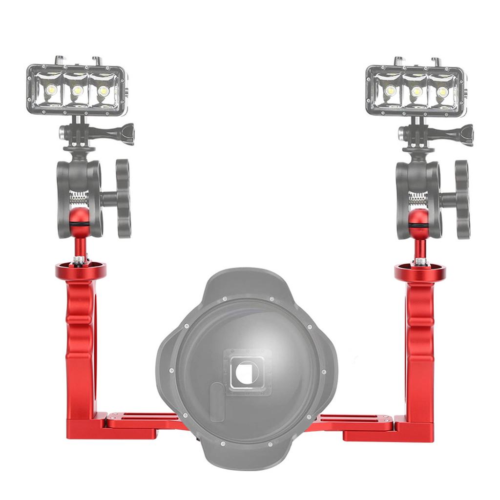 Ganzmetall Dual Handheld Handgriff Tauchlampe Halterung Unterwasser Sportkamera Halter