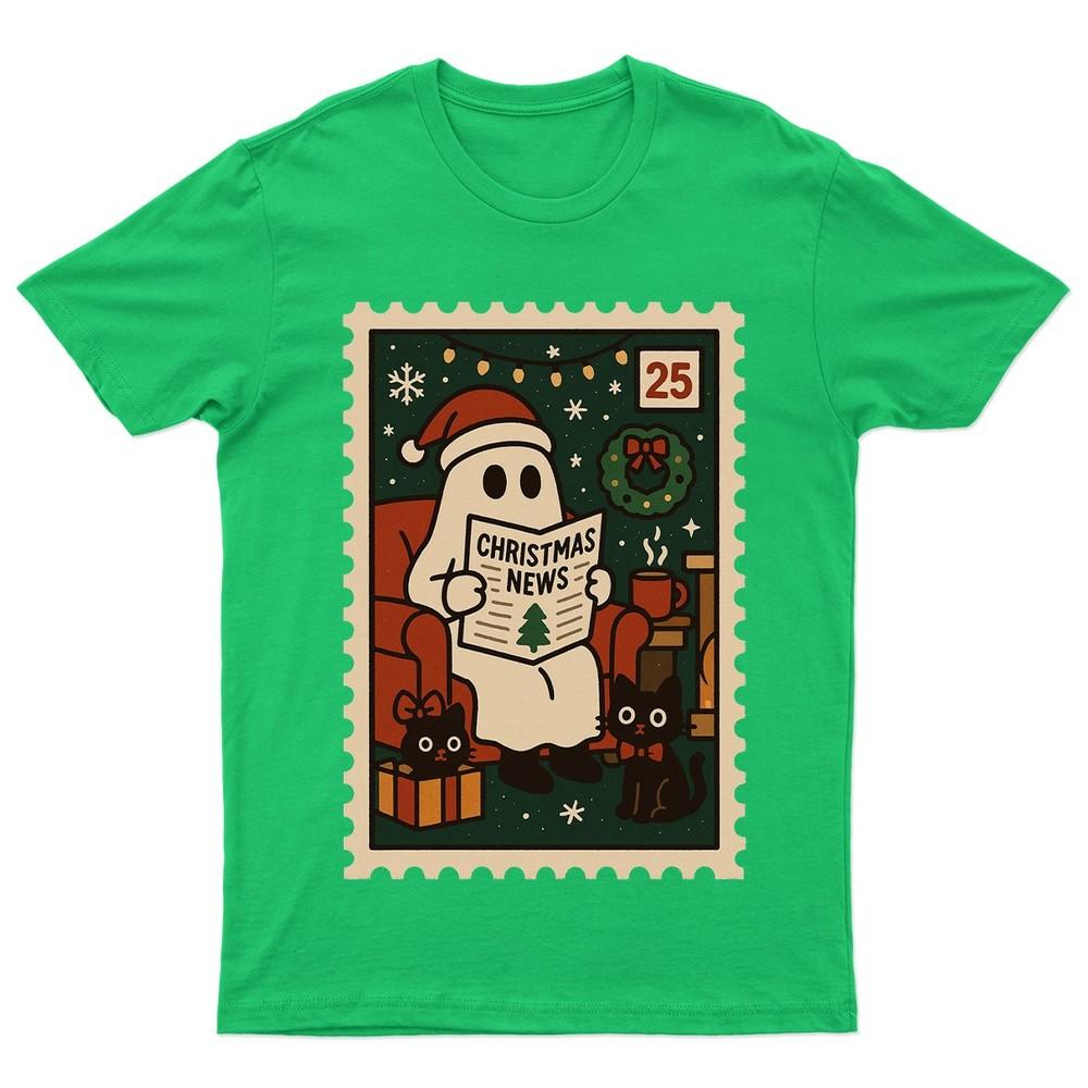 Christmas News Ghost Santa TShirt Unisex Gift Retro Seasonal Funny Xmas S