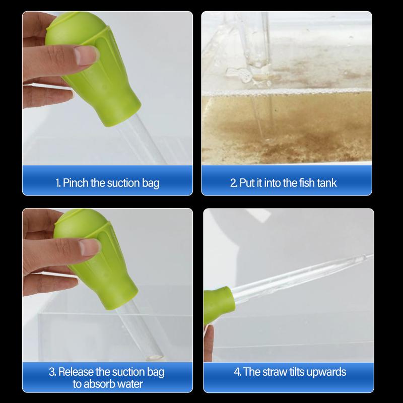 Manual Aquarium Gravel Cleaning Straw Fish Tank Water Changer Aquarium Clean Pipette Dropper Waste Remover with Extension Tube