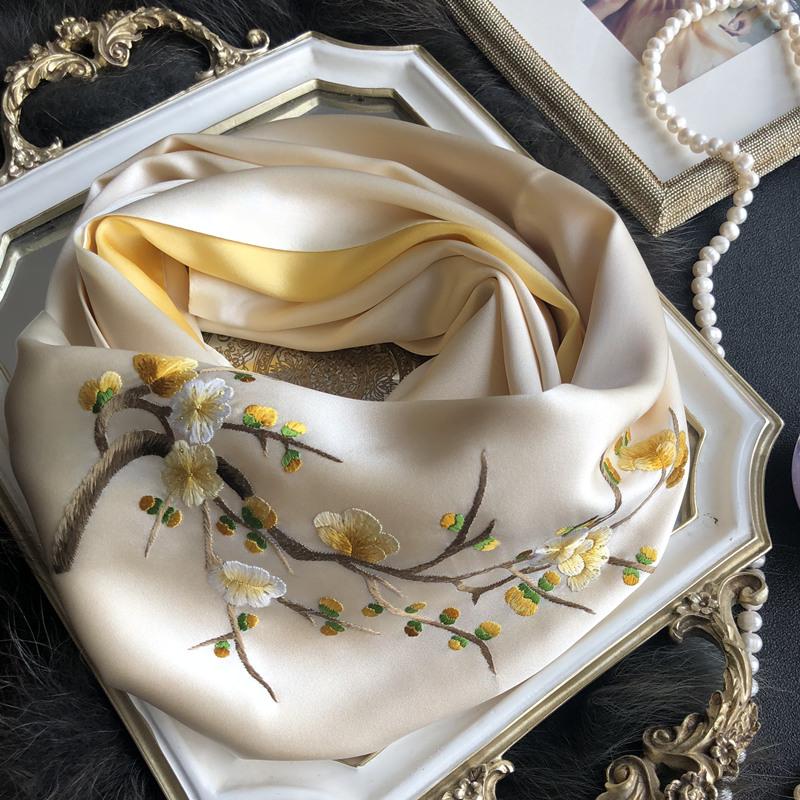 Real Silk Scarf Shawl   Suzhou Embroidered Fashion Elegant Pashmina Wrap Gift  Wife Mother Girlfriend Women  100% Silk Scarf