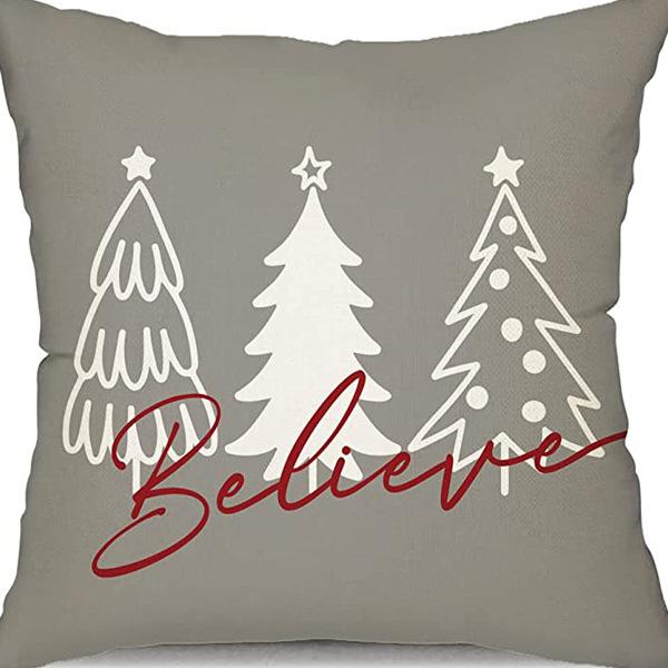 Christmas Pillowcase Nordic Striped Santa Letter Printed Cushion Cover Home Car Sofa Waist Pillowcase