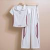 Fashionable and Stylish Short-sleeved Top, Wide-leg Pants, Casual Sports Outfit, Summer Slim-fit and Figure-enhancing T-shirt Set of Two Pieces