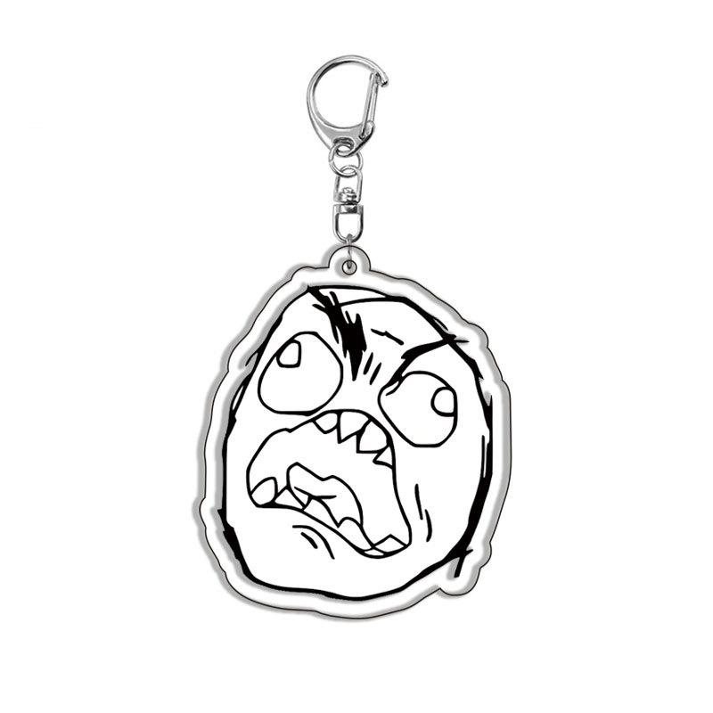 2Pcs Funny Troll Face Keychain Acrylic Comic Pendant Key Chain Car Key Ring Creative Backpack Decoration Accessories Fans Gifts