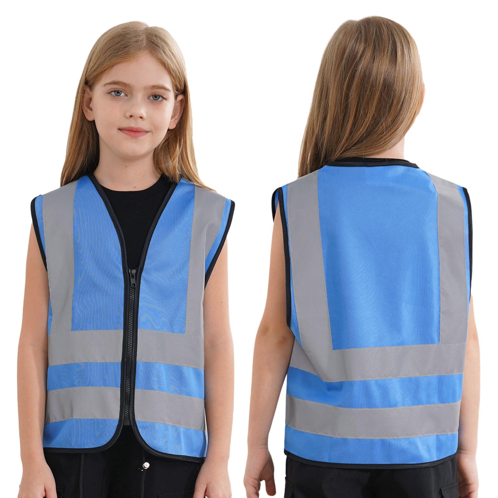 

Дитячий захисний жилет Світловідбиваючий одяг Дитячий захисний жилет Жовтий флуоресцентний захисний жилет високої видимості для школи на відкритому повітрі 4-6 Years синій