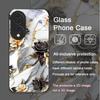 Aesthetic Flower Marble Texture Art Tempered Glass Phone Case for Huawei Nova 13 12 11 10 SE Mate 70 60 Pro+ P60 P50 P40 Covers