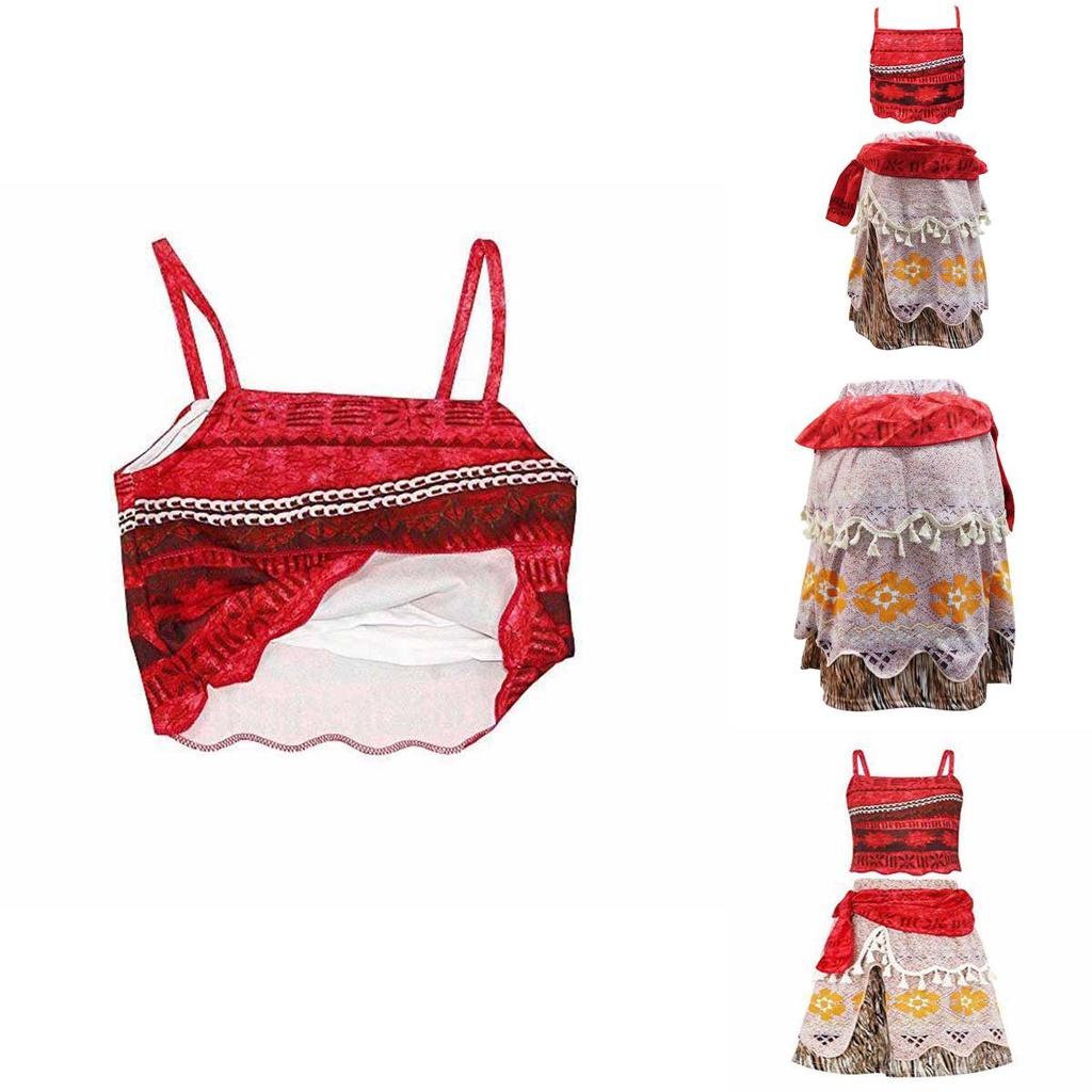 Princess Moana Cosplay Costume Set For Little Girls With Hawaiian Style Features