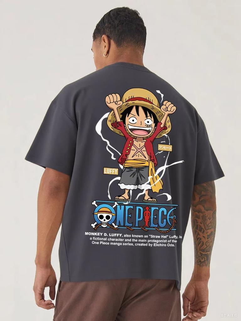 Oversized Anime Men Women T Shirt One Piece Luffy Streetwear Gym Workout Short Sleeves Graphic Tee Loose Casual Tops Summer Y2k