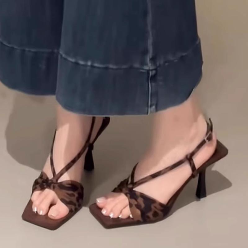 Fashion Elegant French Style Black High Heel Sandals with Fine Straps Women's Shoes 2025 Summer New Arrival Niche Fine Track Roman Shoes