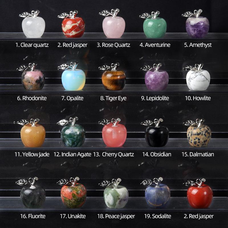 Natural Semi Precious Stone Crystal Mini Apple Pendant for DIY Pendant Thanksgiving Gifts Room Office Decoration Collectibles