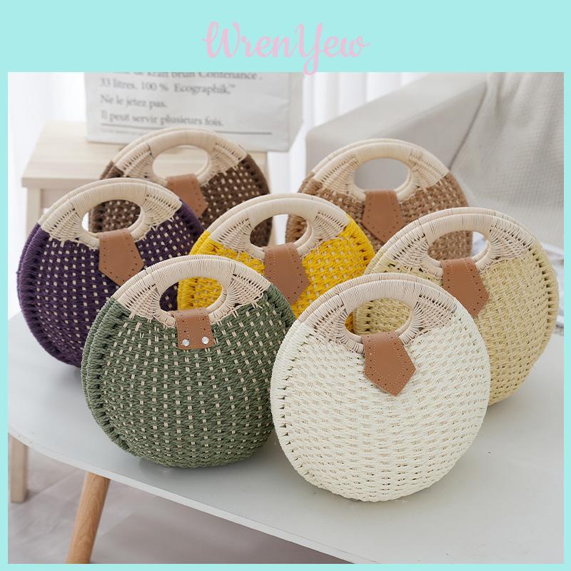 Summer Woven Handheld Ladies Bag With Cotton Rope Material For Casual Beach Wear