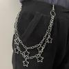 Wind trend hollow five-pointed star pendant, multi-layer trouser chain, personalized versatile bag pendant