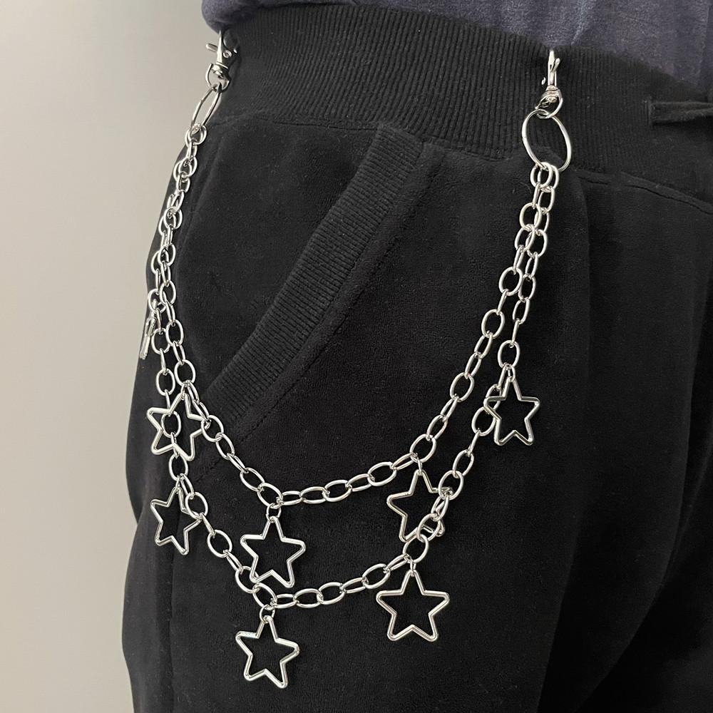 Wind Trend Hollow Five-pointed Star Pendant, Multi-layer Trouser Chain, Personalized Versatile Bag Pendant