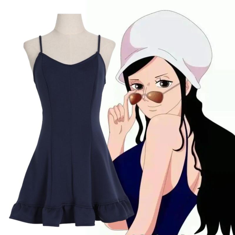 One Piece Nico Robin Cosplay Kostüme mit Polyesterstoff für Frauen und Kinder für Anime- und Cosplay-Partys