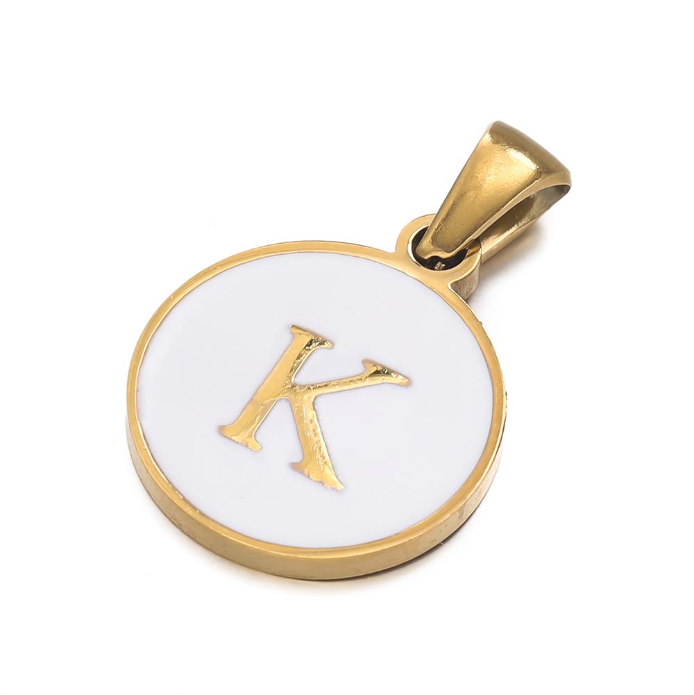 1pcs/pack Stainless Steel 26 Alphabet A-Z Letters Round White Pendants For DIY Bracelet Necklace Jewelry Making Accessories