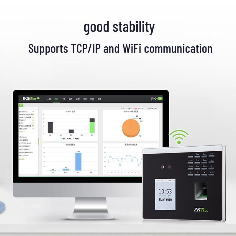 ZKTeco FT200 Face and Fingerprint Biometric Time Attendance Machine CN plug (adapter included)