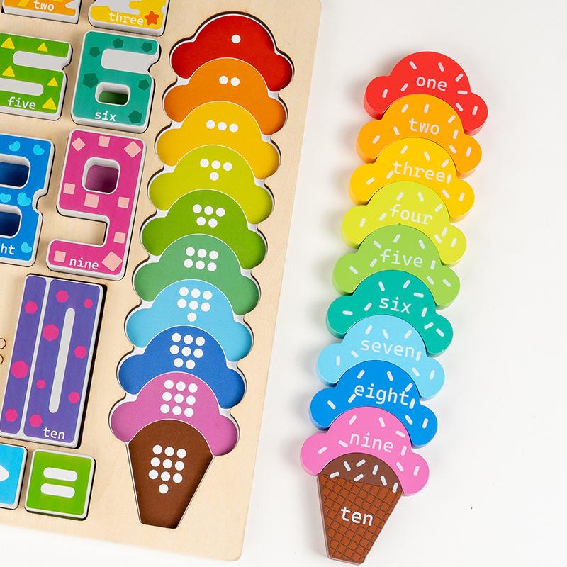 Kids' Wooden Number Puzzle and Large Building Blocks – Early Learning Toy