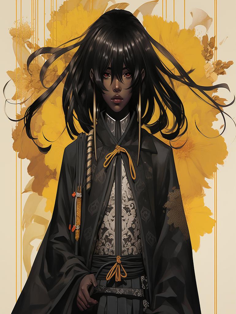 Anime Schwarzer Samurai Sammlung Kunst Wandteppich Manga Comic Slayer Krieger Held Japanischer Ronin Katana Yasuke Display