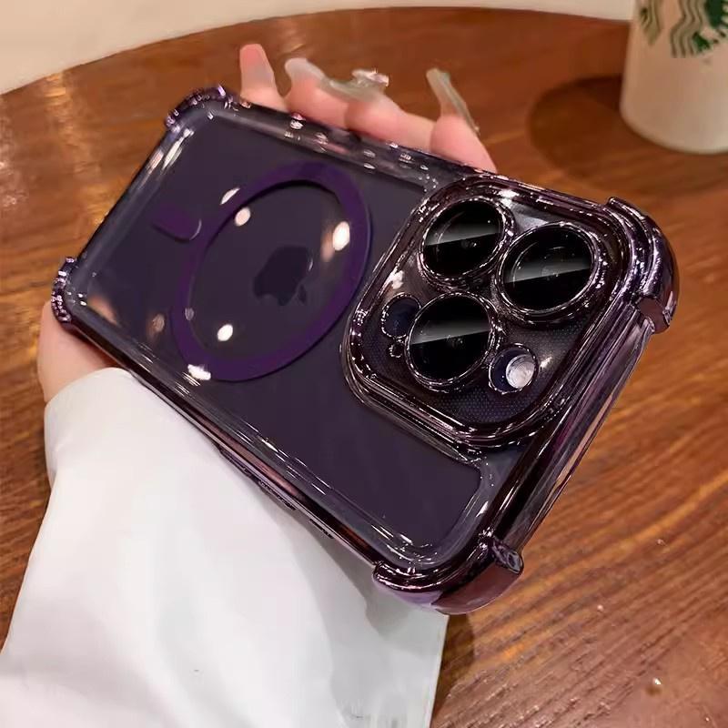 For Magsafe Shockproof Plating Phone Case For iPhone 16 15 14 13 12 11 Pro Max Plus Cover For Iphone 16 Pro Max Magnetic Cases