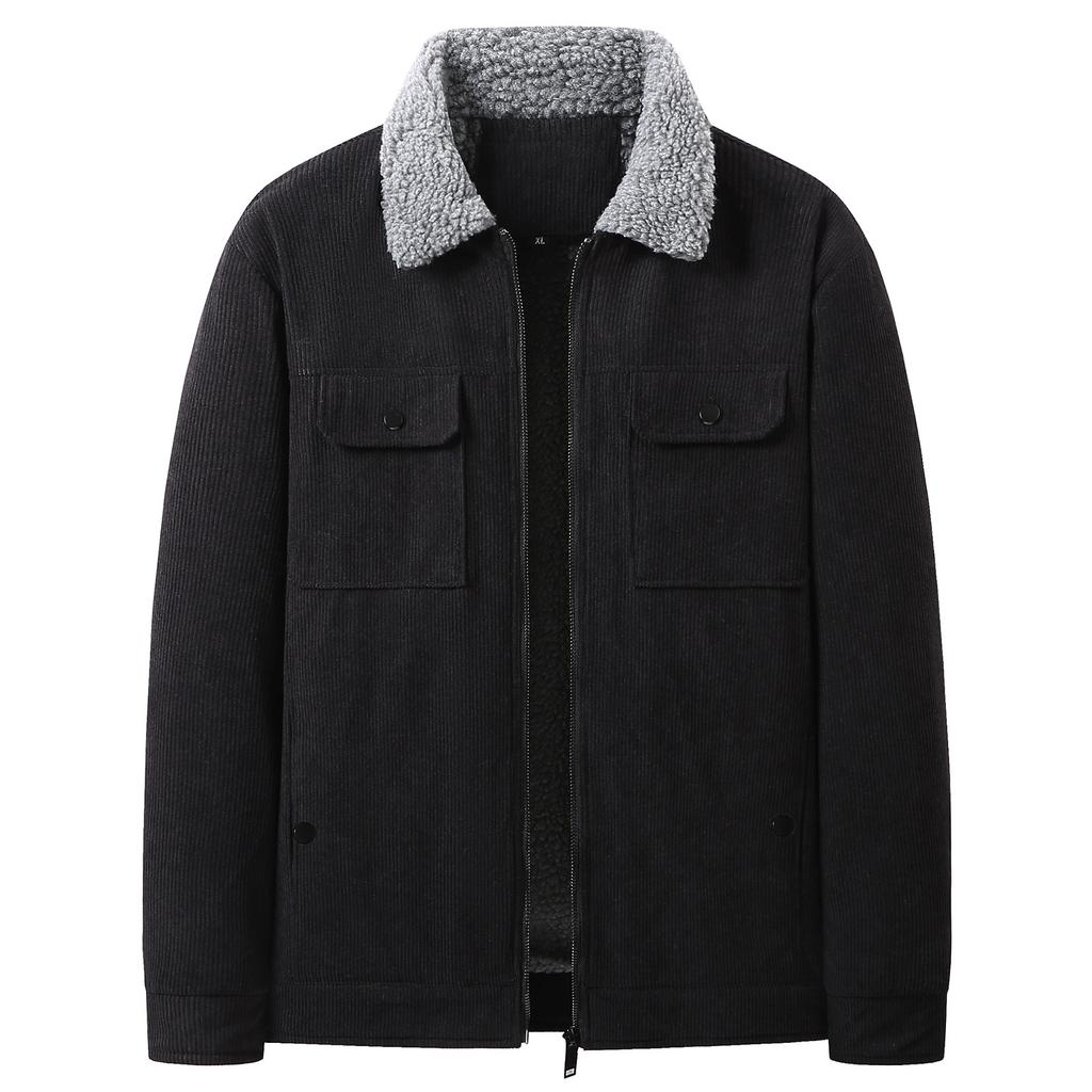 Winter Men's Corduroy Lapel Plus Velvet Thickened Jacket Men's Large Size Casual and Fashionable Comfortable Men's Jacket