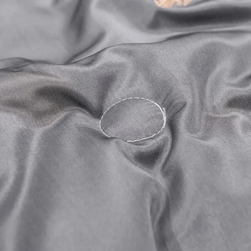 Luxuriöses Sommer-Steppdecken-Set aus Eisseide im europäischen Stil, hochwertige bestickte kühlende Decke, 3/1-teilige Sets, Klimaanlagen-Bettdecke