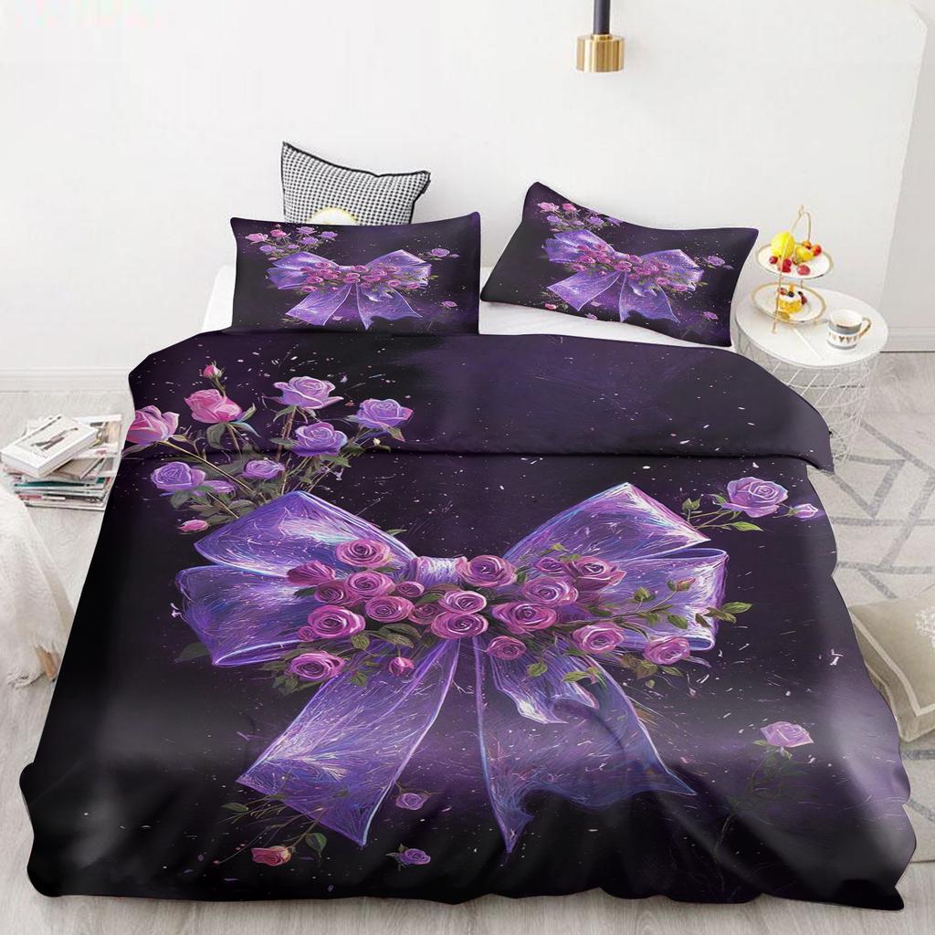 Schleife Bettbezug Set Bettdecke Bettwäsche 3D Kinderbettwäsche Set 3-teilig 1 Bettdeckenbezug King Size