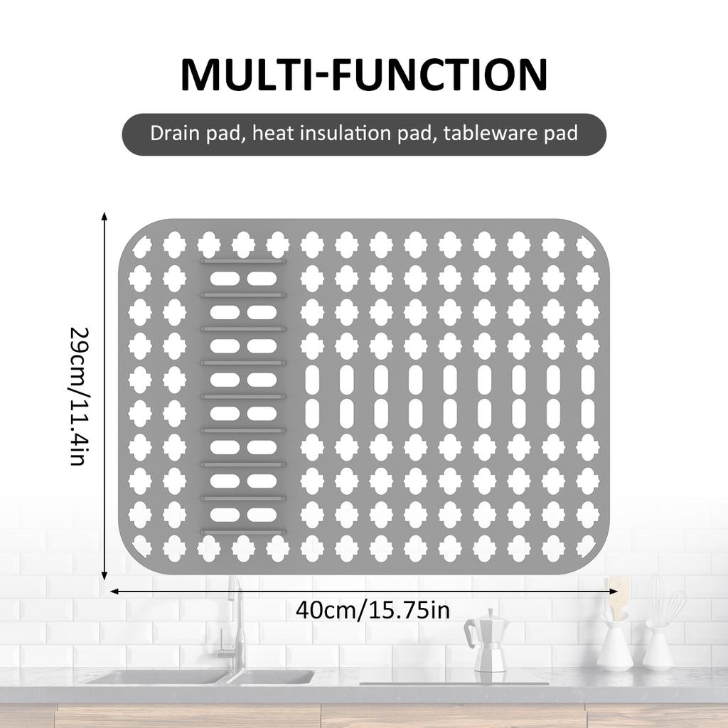 Silicone Sink Protector Heat-Resistant Anti-Slip Sink Liner Mat Portable Reusable Protector Mat for Kitchen Rectangle Sink