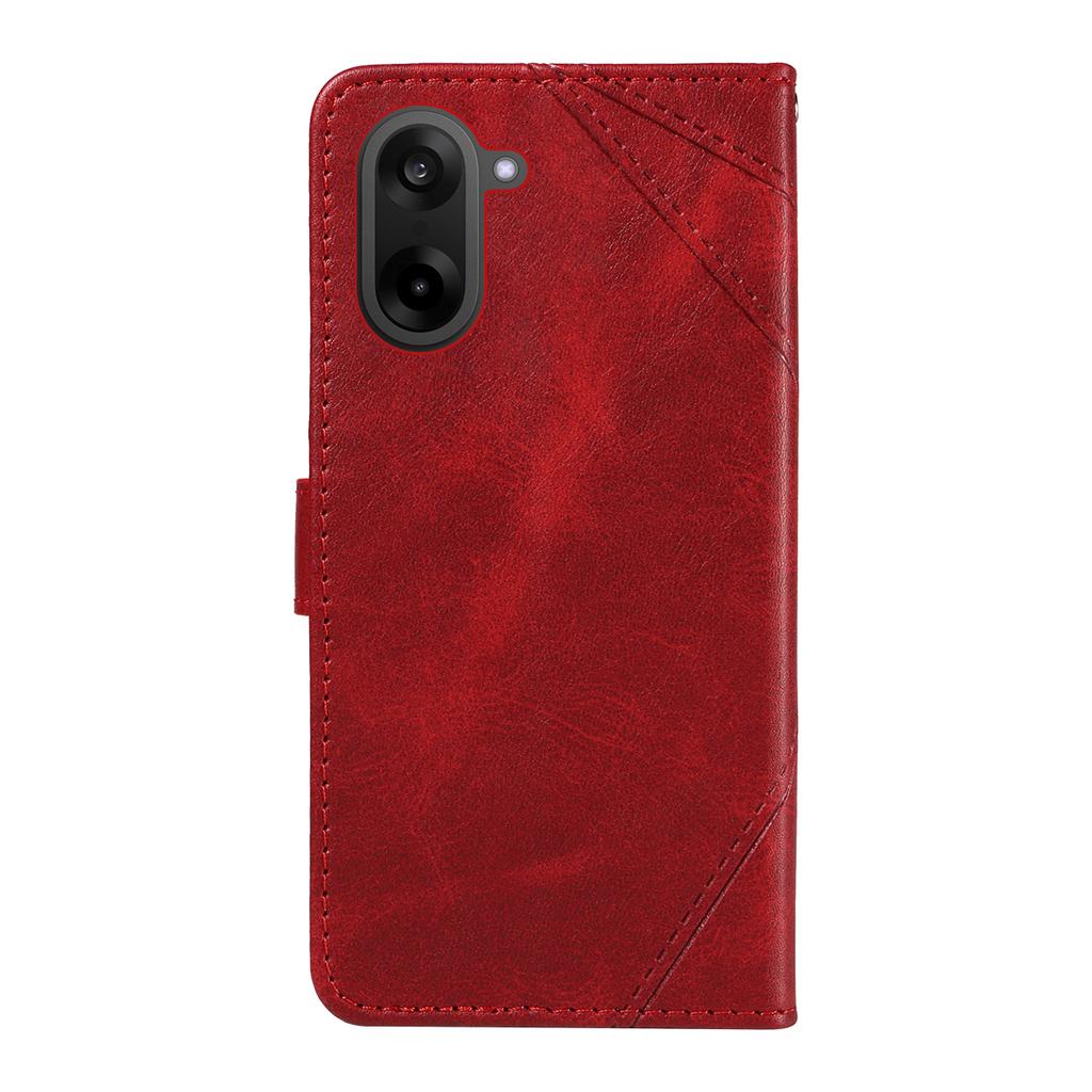 For OnePlus Nord CE5 5G/OnePlus Ace 5 Racing 5G Leather Case Geometric Line Design Wallet Phone Cover with Wrist Strap