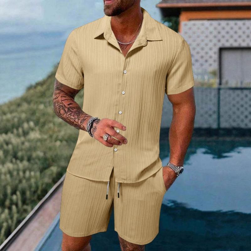 Popular Summer Men's Shirts Versatile Loose Short Sleeved Shorts Beach Casual Suits