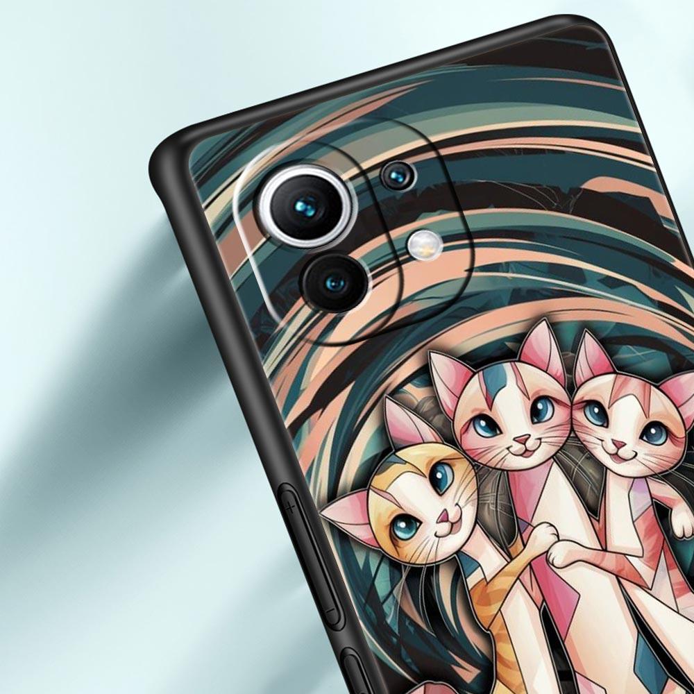 Colorful Cat Design Phone Case Cover for Xiaomi Mi 17 Pro Max 15 14 13 12 11 Ultra 15T 14T 13T 12T 11T Pro Lite Soft TPU Shell