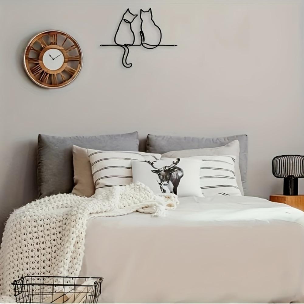 1pc Cat Metal Wall Art, Kitten Decor, Hanging Line Art for Home, Indoor Outdoor Decoration, Simple Dog Design