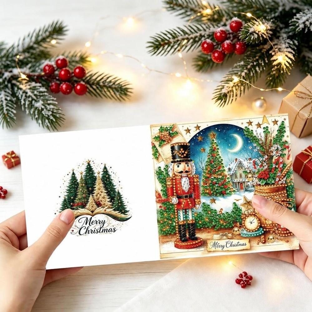6Pcs/Set 2D Flat DIY Diamond Painting Greeting Card Kit Rhinestone Decorated Flower Pattern Diamond Painting Greeting Cards