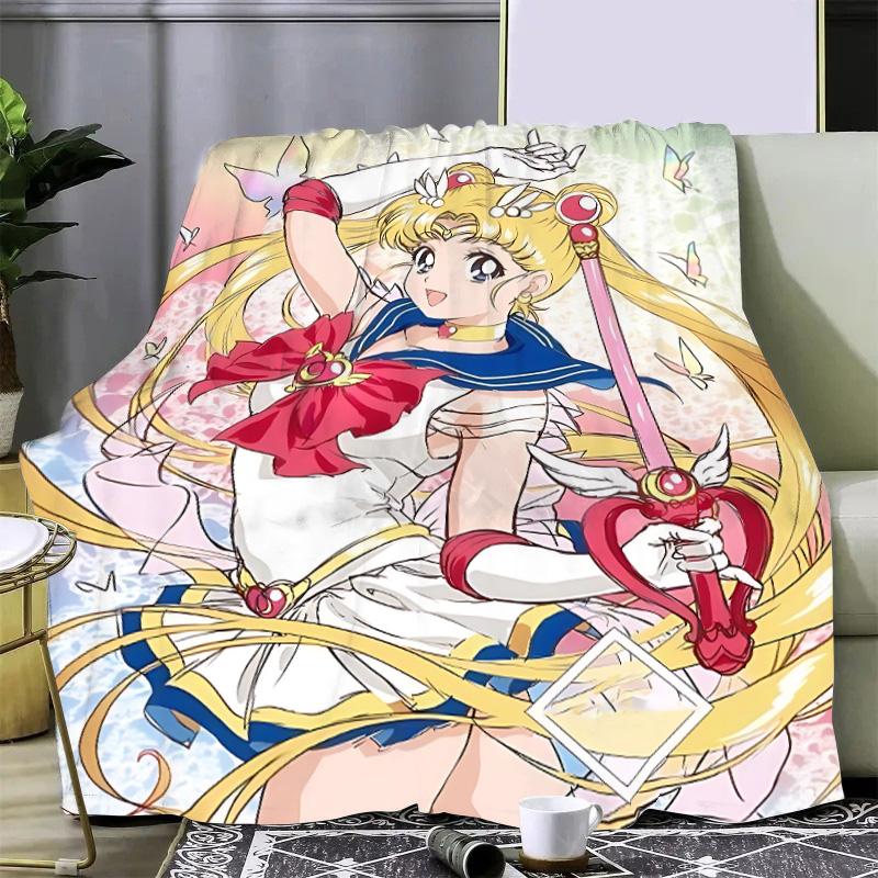 Japan Anime Cute Printed Blanket Picnic Blankets Warm Blanket and Comfortable S-Sailor M-MoonS Blanket Home Travel Birthday Gift