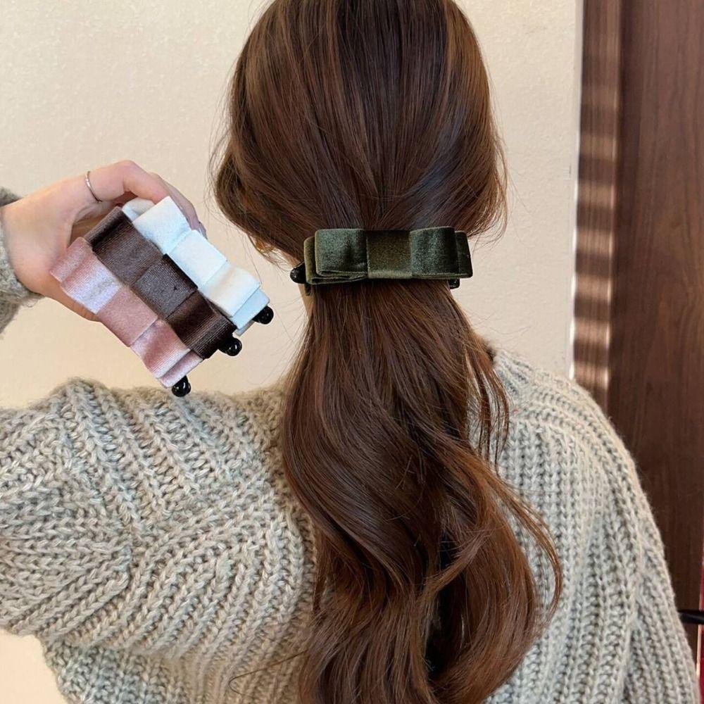 Schwarze Schleife Bananenclip Stoffschleife Vertikaler Clip Kopfschmuck Rote Samtschleife Haarspange Haarnadel